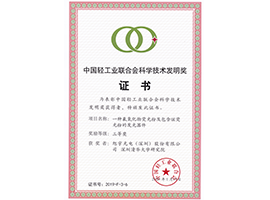 2019年中國(guó)輕工業(yè)聯(lián)合會(huì)科學(xué)技術(shù)發(fā)明獎(jiǎng)